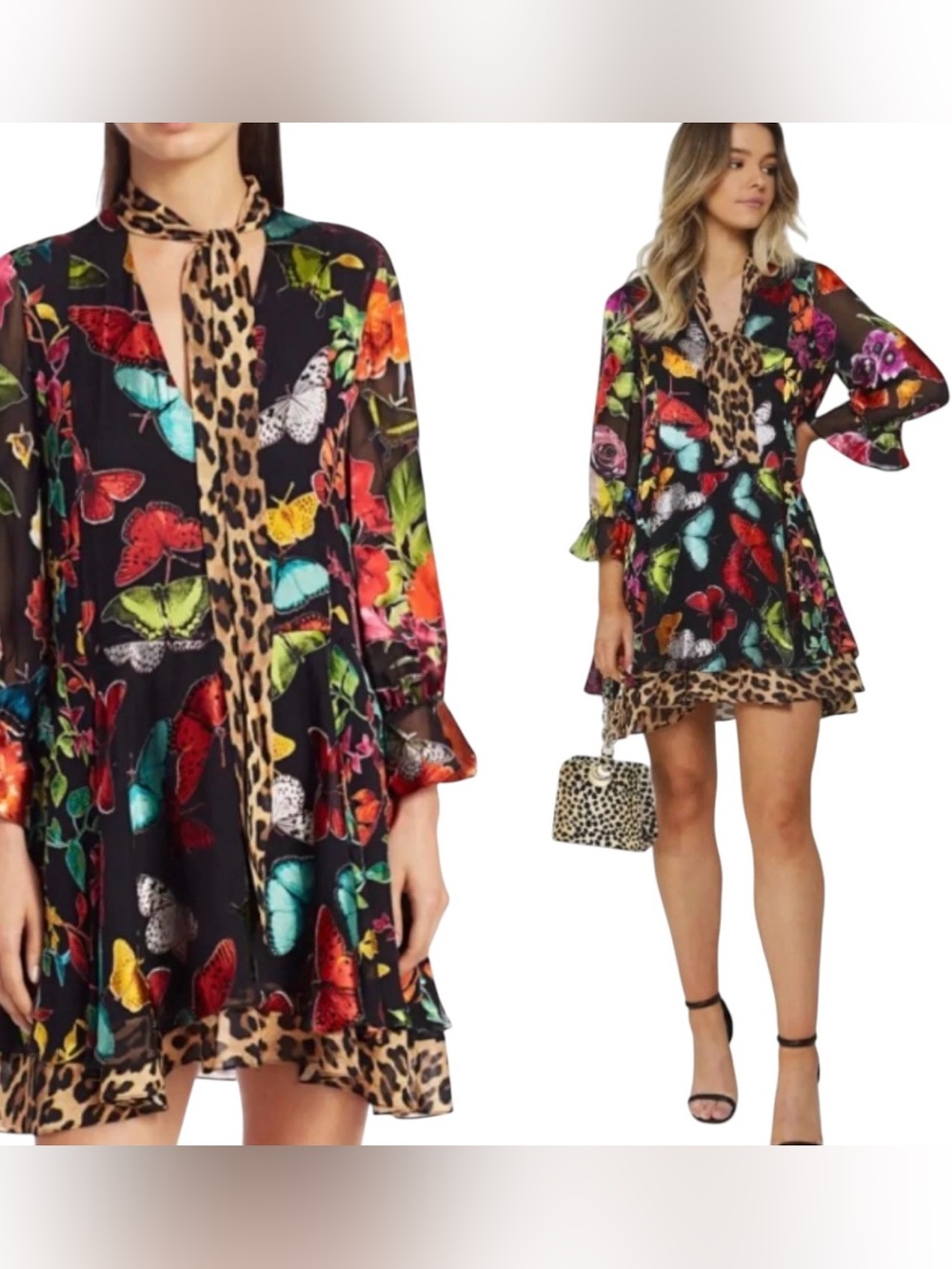 Alice + Olivia Moore Layered Butterfly Minidress – Size Extra Small